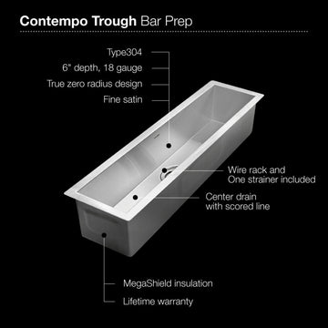 Houzer CTB-3285 Contempo Trough 32" Undermount Single Basin - Stainless Steel