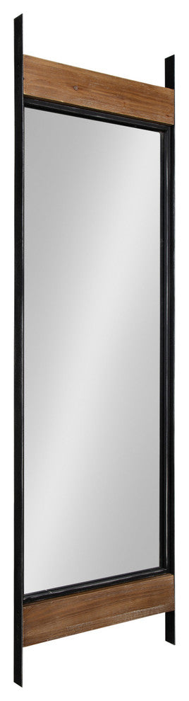 Kincaid Wood and Metal Full Length Leaner Mirror, Rustic Brown/Black 19.25x63