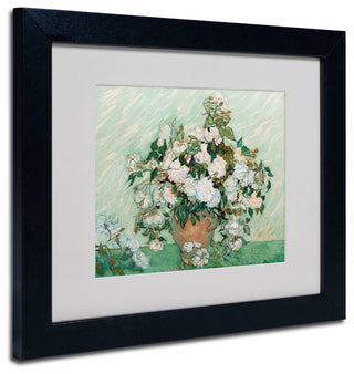 'Roses, 1890' Matted Framed Canvas Art by Vincent van Gogh