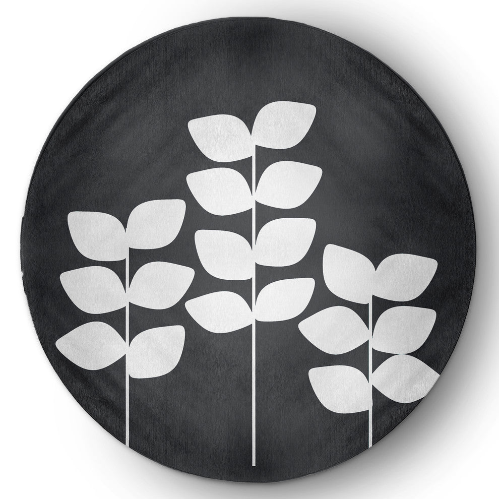 5' Round Simple Stems Spring Chenille Indoor/Outdoor Rug