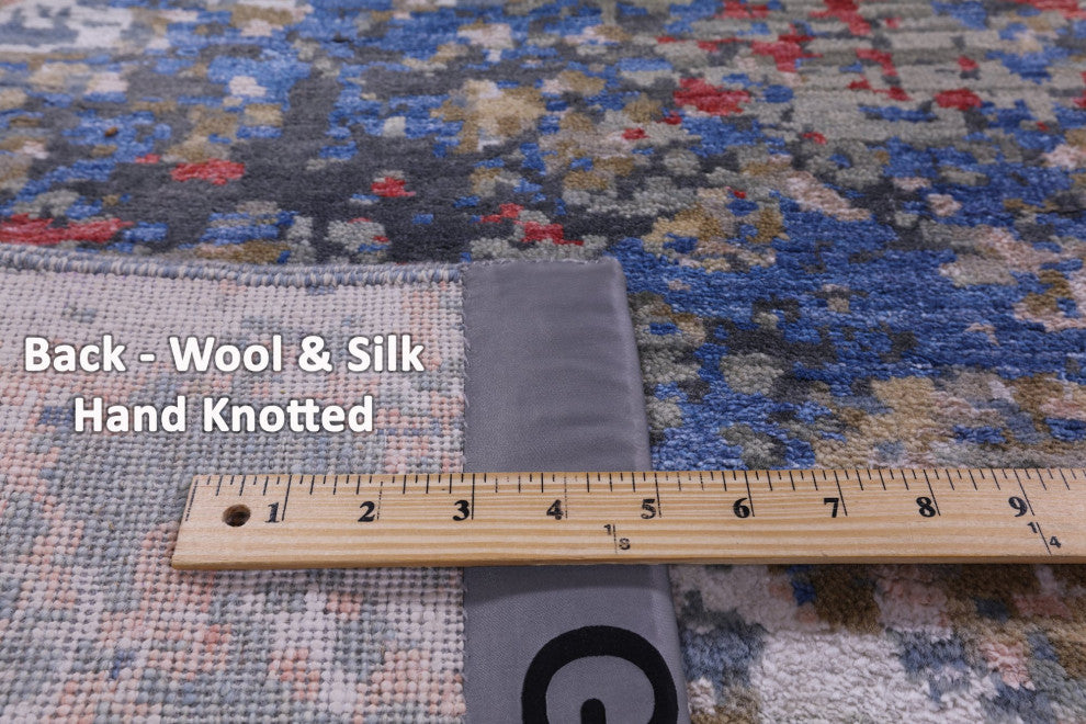 Abstract Wool and Silk Hand Knotted Rug 8' 1" X 10' 1" Q12094