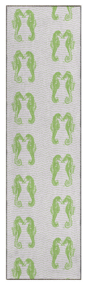 Indoor/Outdoor Seabreeze SZ15 Lime-In Machine Washable 2'3" x 7'6" Runner Rug