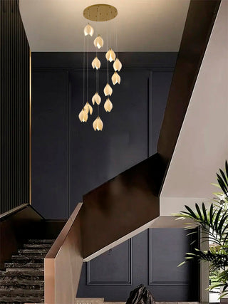 12-Light Bronze Single Pendant With A Cream Ceramic Flower