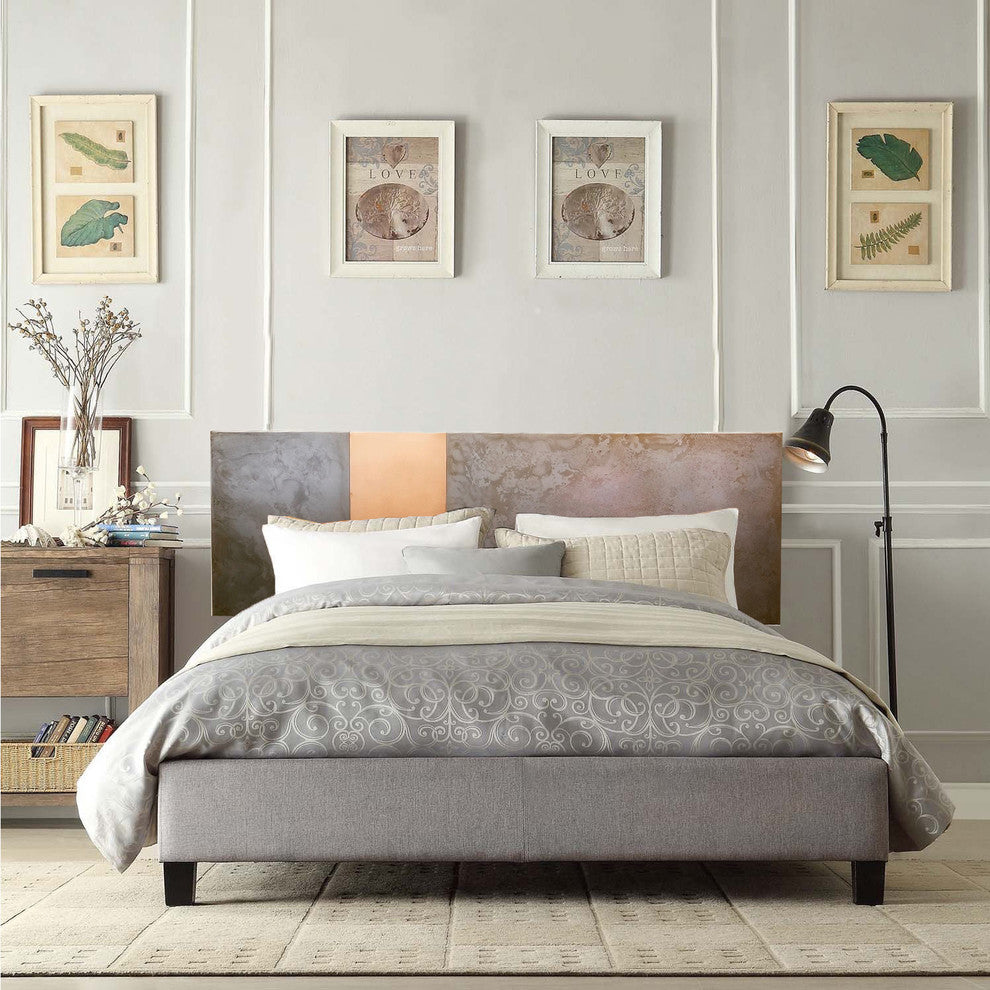 Light Pewter Steel and Copper Headboard, King
