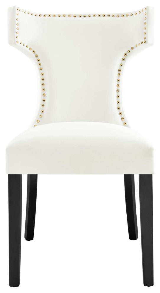 Curve Performance Velvet Dining Chairs, Set of 2, White