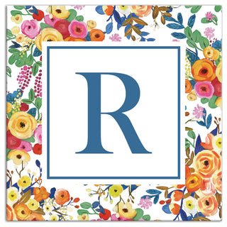 Wildflower Monogram - R 12x12 Canvas Wall Art