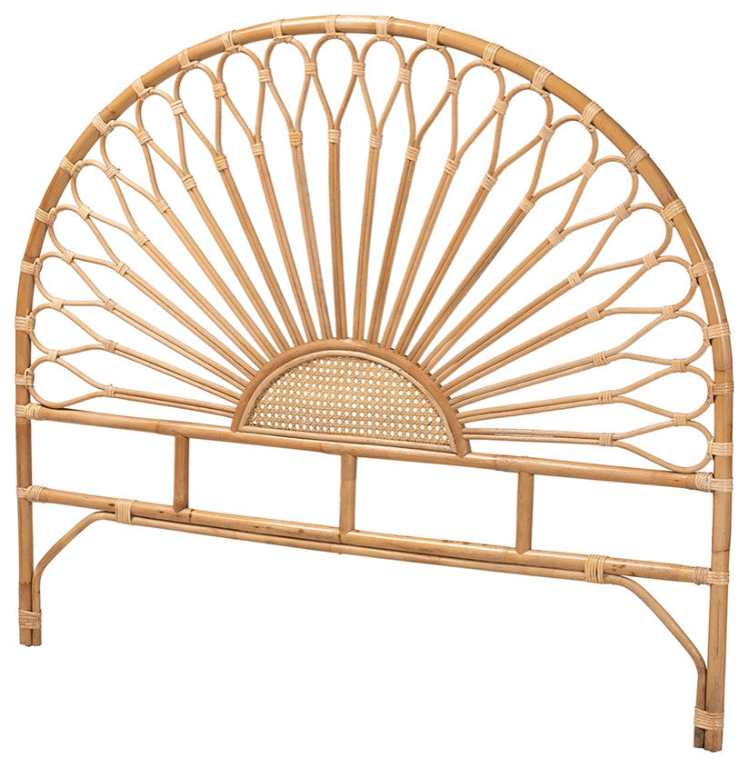 Modern Bohemian Natural Rattan Queen Size Standalone Headboard