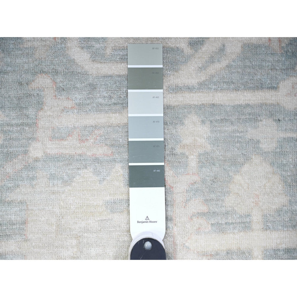 Cadet Gray Finer Peshawar Extra Soft Wool Hand Knotted Oriental Rug 7'11"x9'7"