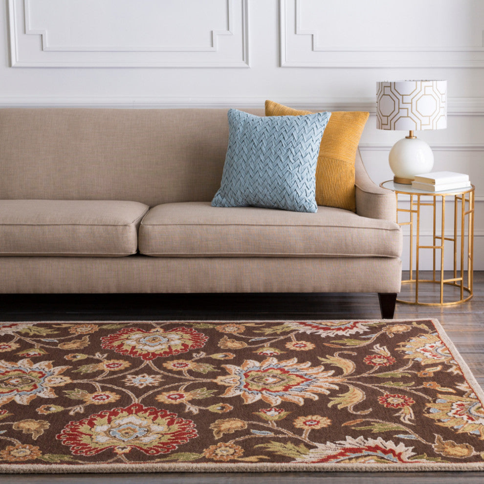 Surya Caesar CAE-1012 Traditional Area Rug, Dark Brown, 6' x 9' Oval