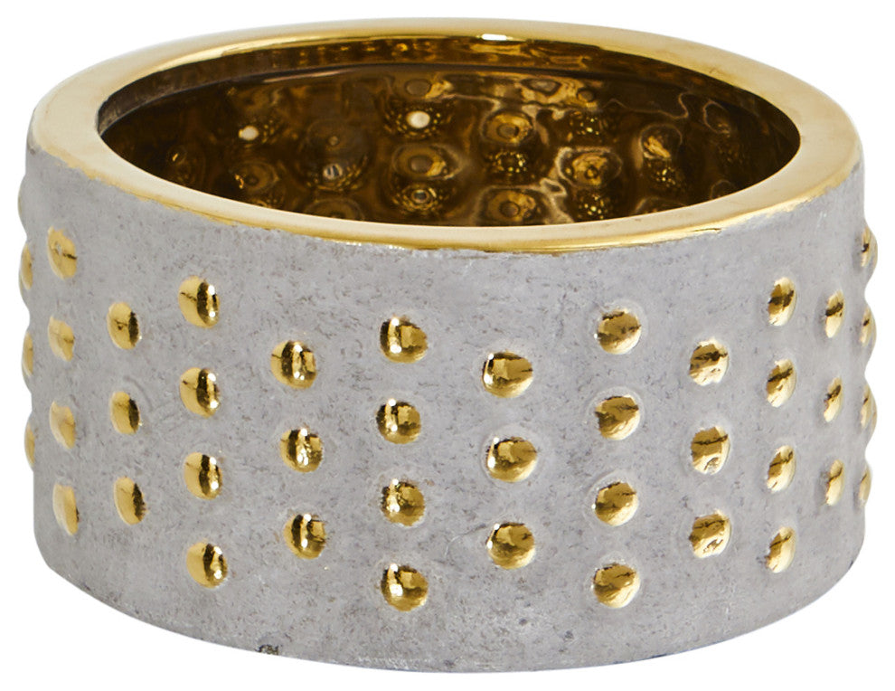 6.75" Regal Stone Hobnail Planter With Gold Accents
