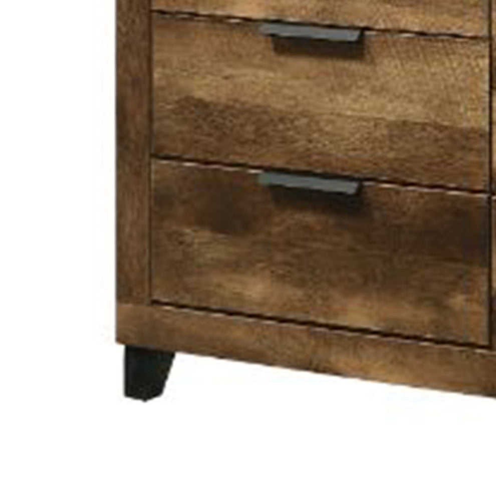 Benzara BM269079 Dresser With 6 Drawers and Plank Style, Rustic Oak Brown