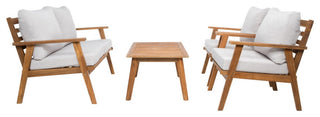 Safavieh Castalia 4Pc Outdoor Living Set, Natural / Light Grey