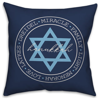 Hanukkah Circle Words 18"x18" Throw Pillow Cover