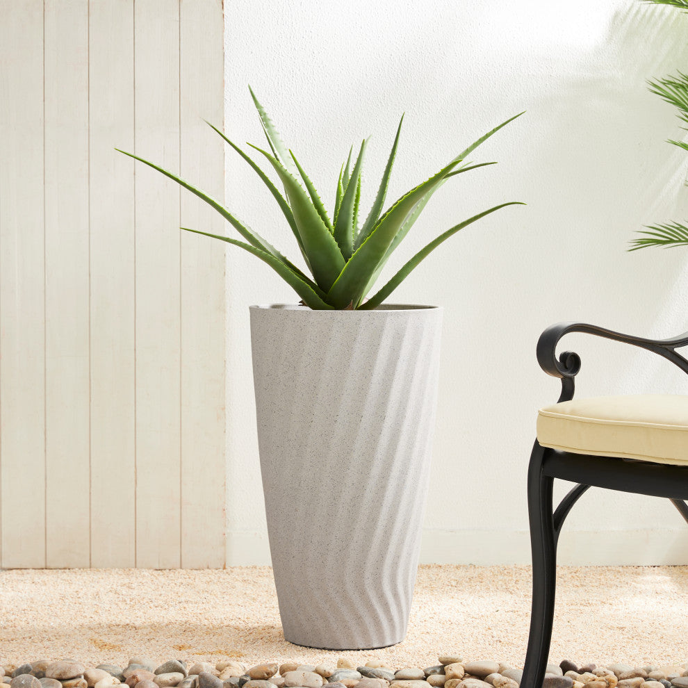 24"H Terrazzo Wave Textured Ceramic Planters, Set of 2