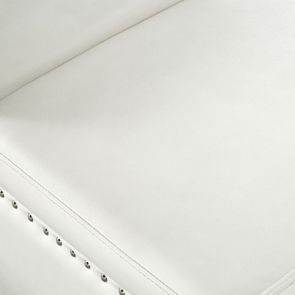Veber PU Leather Nailhead Trim Storage Ottoman Bench, Ivory