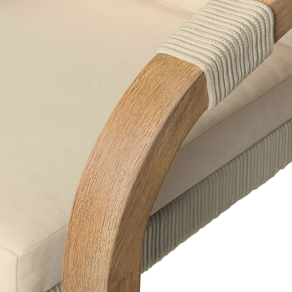 Cypress Outdoor Patio Chair Wood/Light Gray Rope Ivory Olefin Cushions