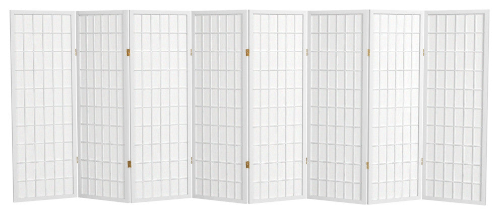 4' Tall Window Pane Shoji Screen, White, 8 Panels