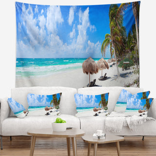 Bright Caribbean Beach Abstract Wall Tapestry, 39"x32"
