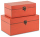 Set of Two Coral Wooden Storage Boxes