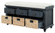 TATEUS 42" Rustic Storage Bench With 3 Drawers and 3 Rattan Baskets, Antique Navy