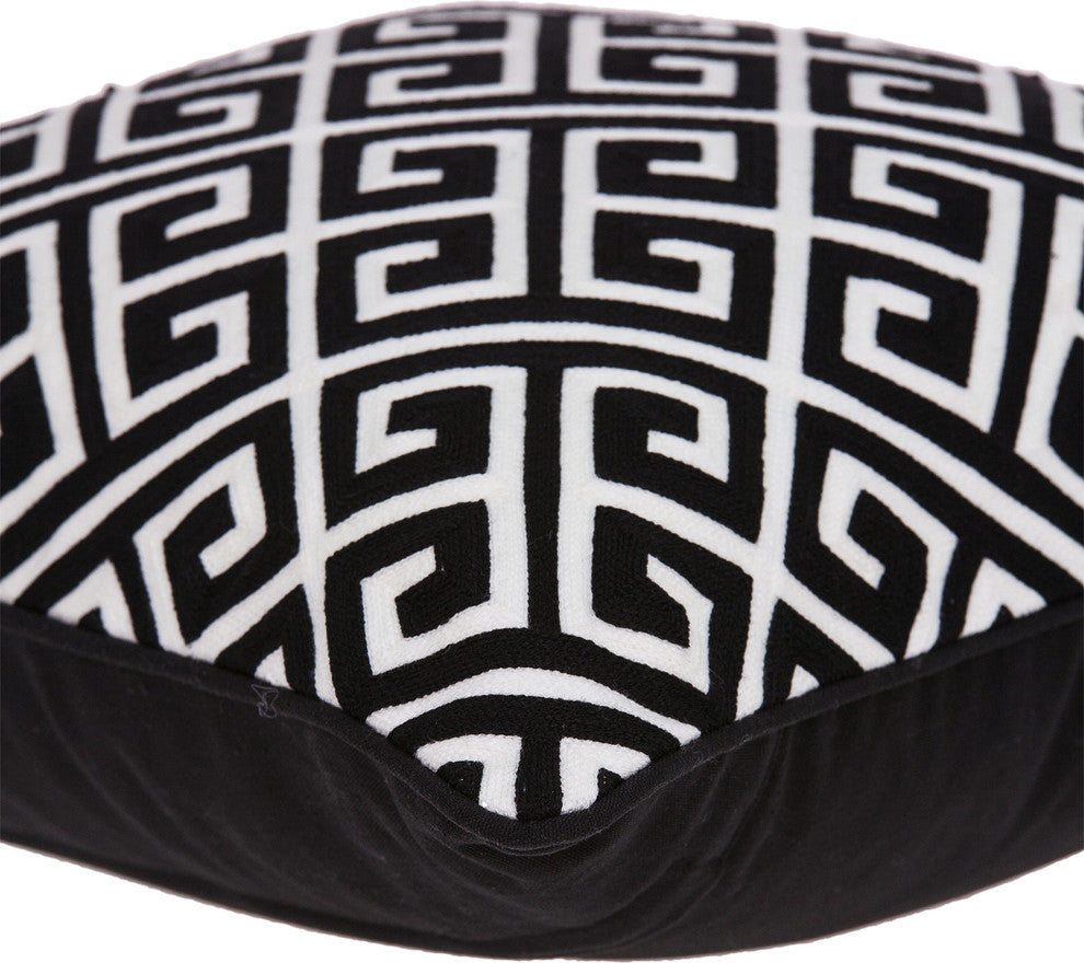 Cameo Transitional Black and White Pillow Cover With Poly Insert