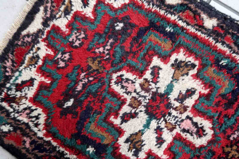 Handmade Vintage Persian Hamadan Mat 1.4'x2', 43cmx63cm, 1970s