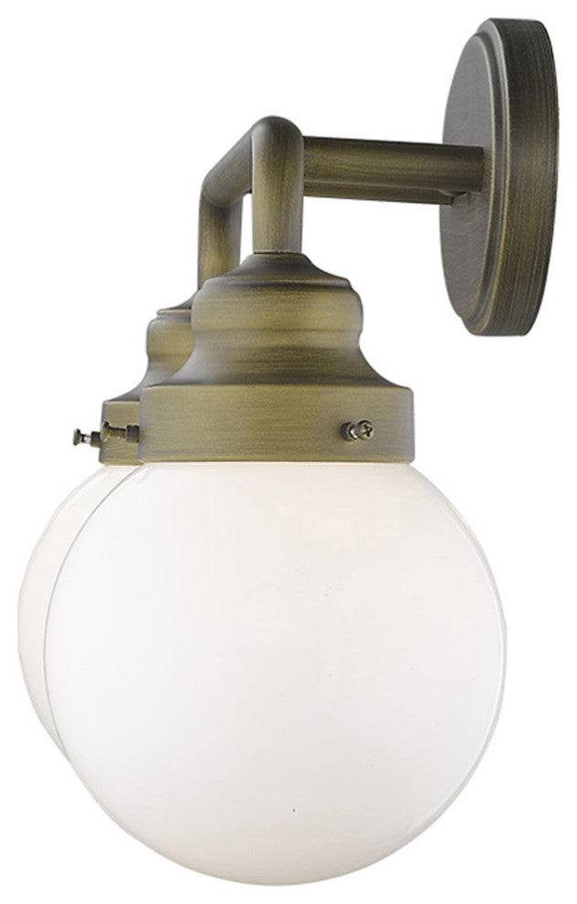 Two Light Gold Wall Sconce with Round Glass Shade