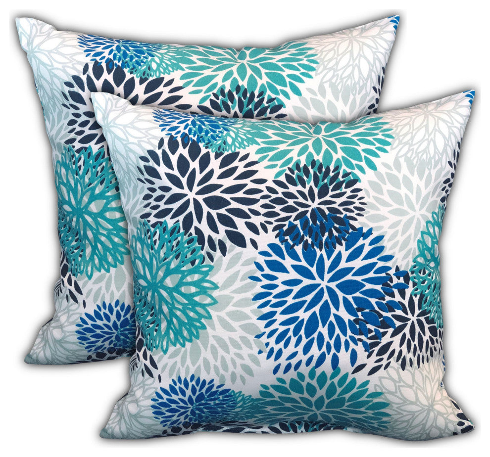 3-Piece Set Seafoam Blooms Indoor Outdoor Zippered Pillows