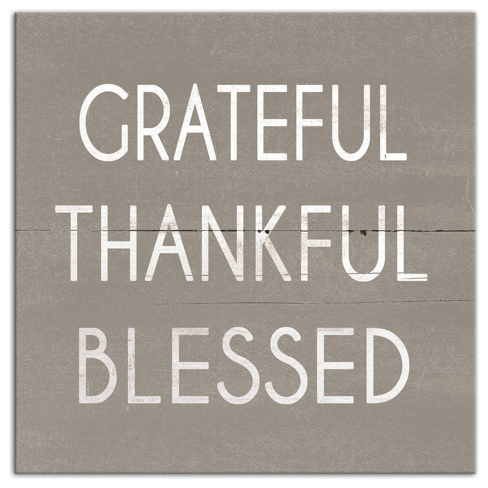 "Grateful Thankful Blessed" Canvas Wall Art, 16"x16"