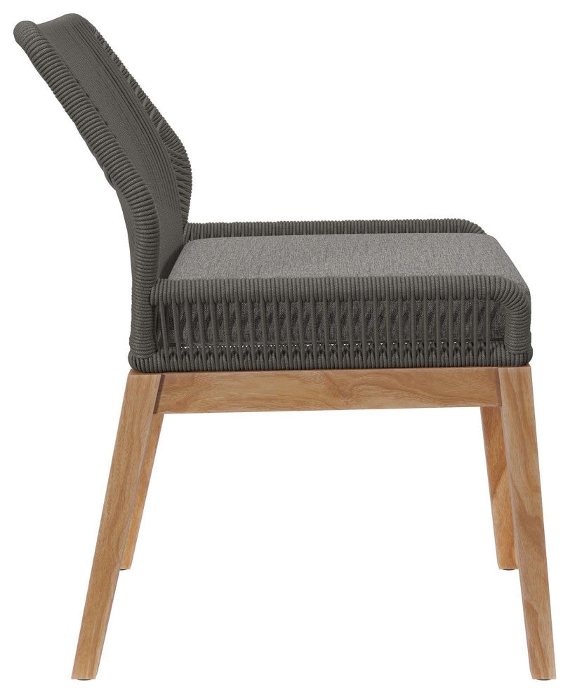 Wellspring Outdoor Patio Teak Wood Dining Chair, Gray Graphite