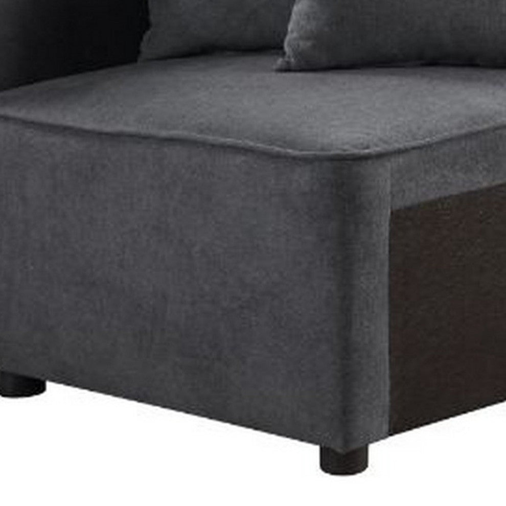 Benzara BM250701 Modular Left Facing Chair With Loose Back Pillow, Gray