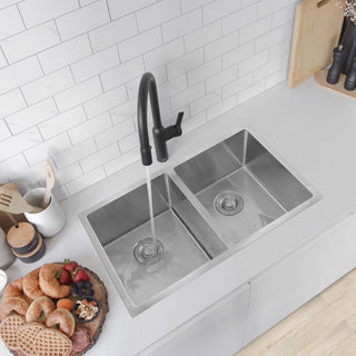 STYLISH 30" Double Basin Undermount 16G Stainless Steel Kitchen Sink With Grids