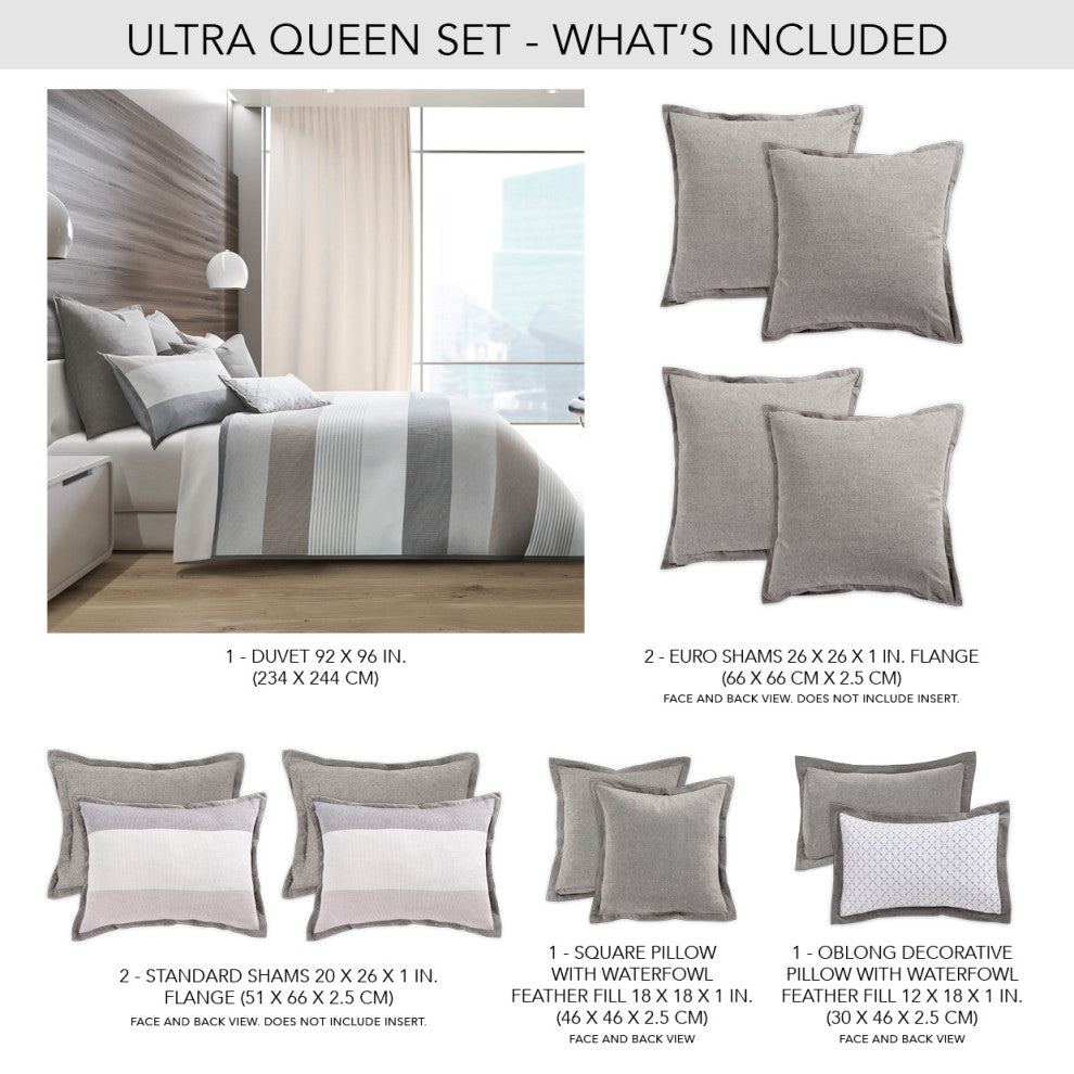 Ultra 7-Piece Queen Duvet Set - Grey