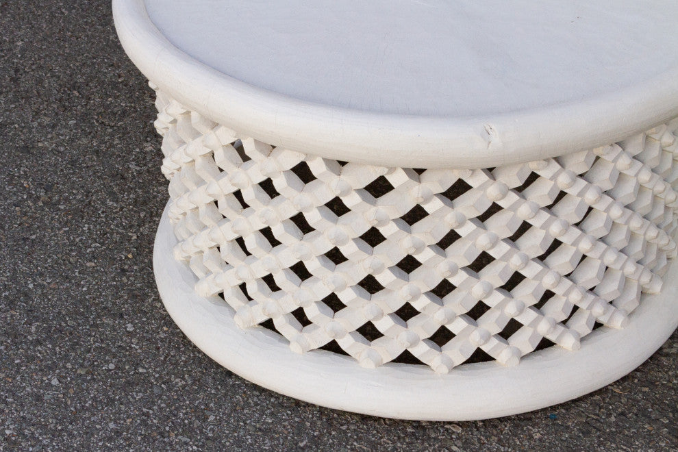 Aged White Bamileke Round Table