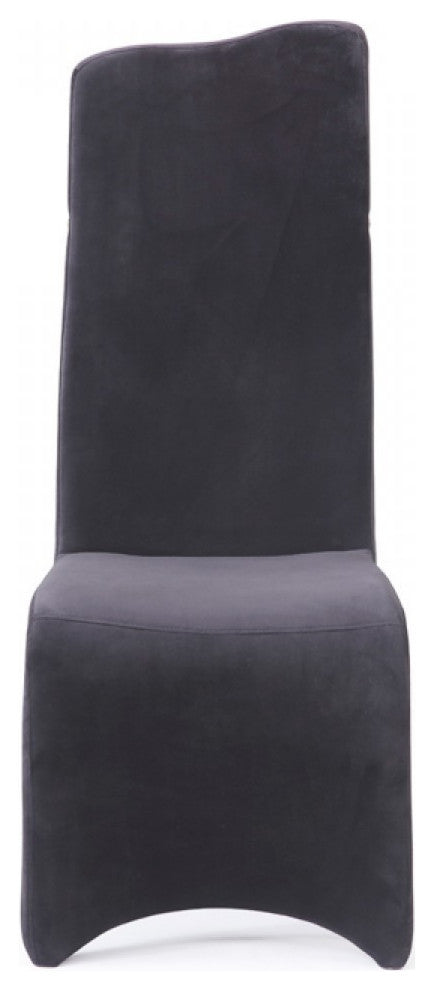 Set of 2 Tall Back Black Velvet Dining Chairs