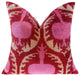 Silk Velvet Throw Pillow, 16x16, Red and Pink with Insert