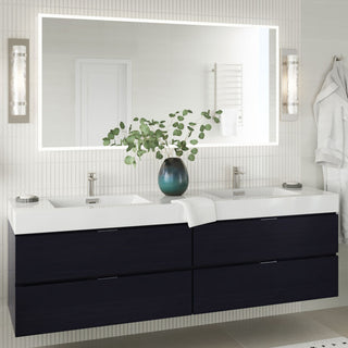 Boutique Bath Vanity, Black, 72", Double Sink, Wall Mount