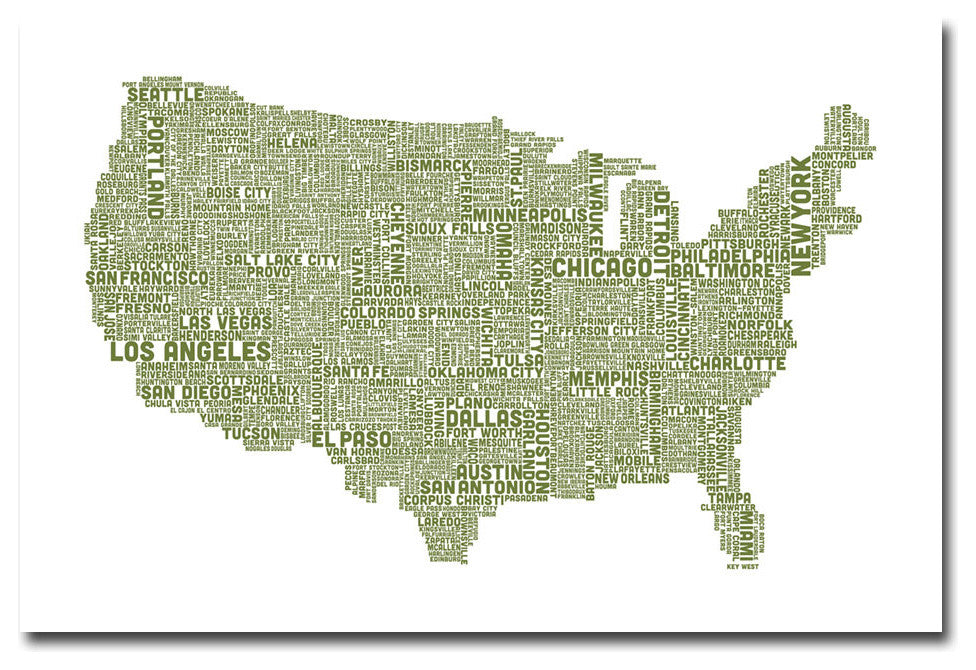 'US City Map XVIII' Canvas Art by Michael Tompsett