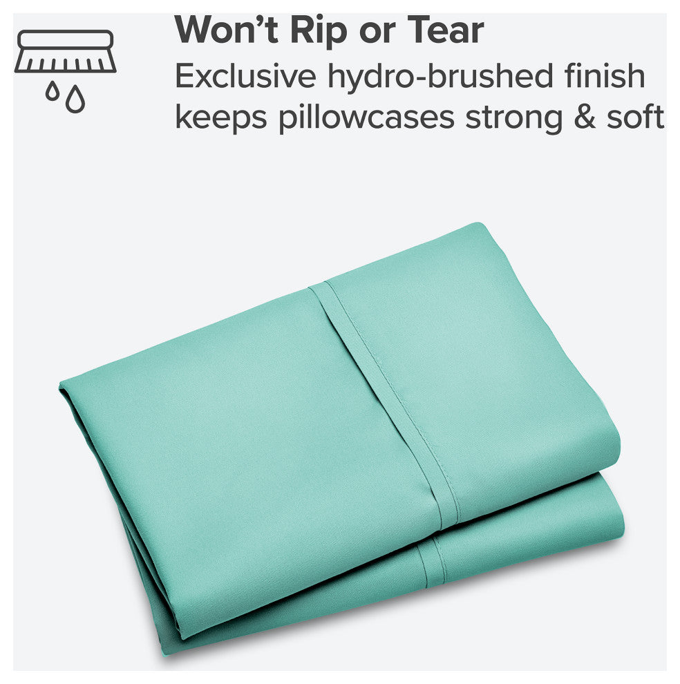 Bare Home Microfiber Pillowcases - Set of 2, Turquoise, Standard