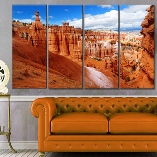 Sandstone Hoodoos in Bryce Canyon, Landscape Canvas Art Print, 48"x28", 4 Panels