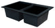 Radius 33" silQ Granite Double Bowl Kitchen Sink with 1 Hole in Black