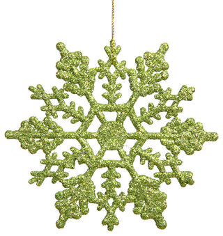 Vickerman 8" Glitter Snowflake, Set of 12, Lime