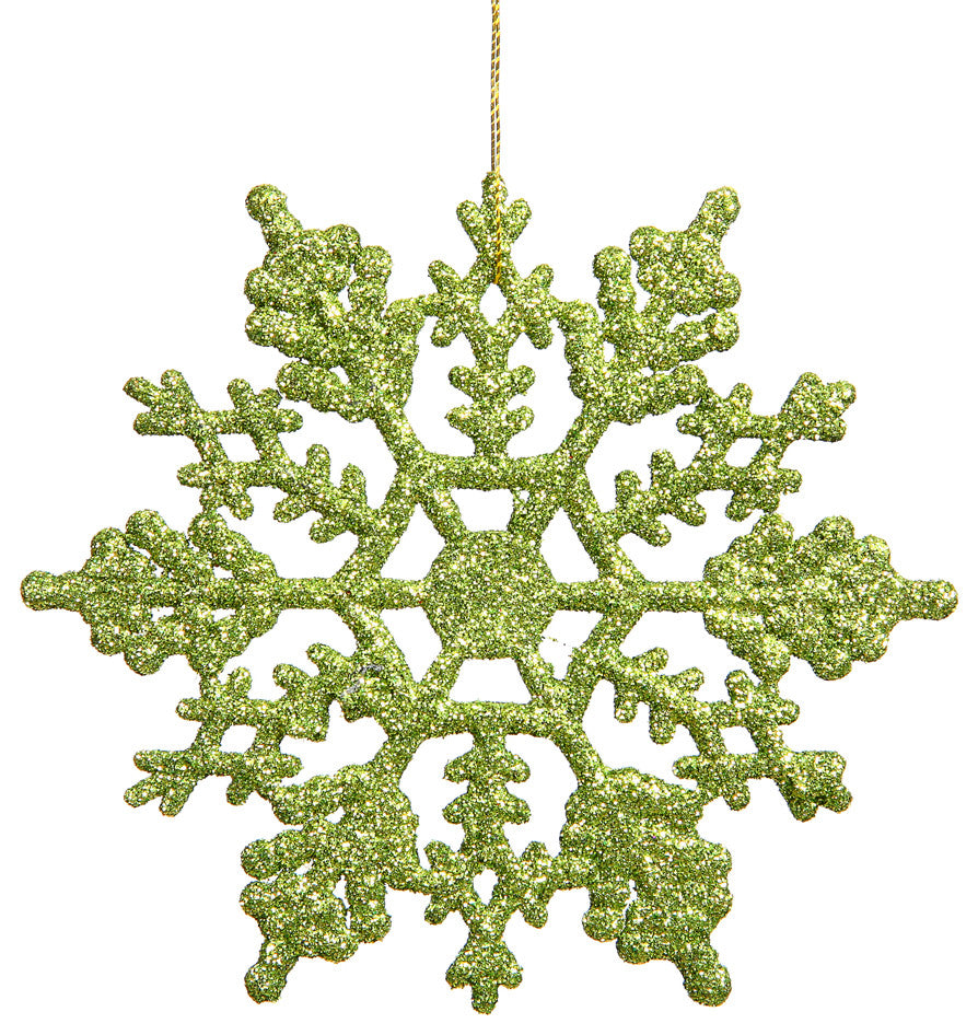 Vickerman 8" Glitter Snowflake, Set of 12, Lime