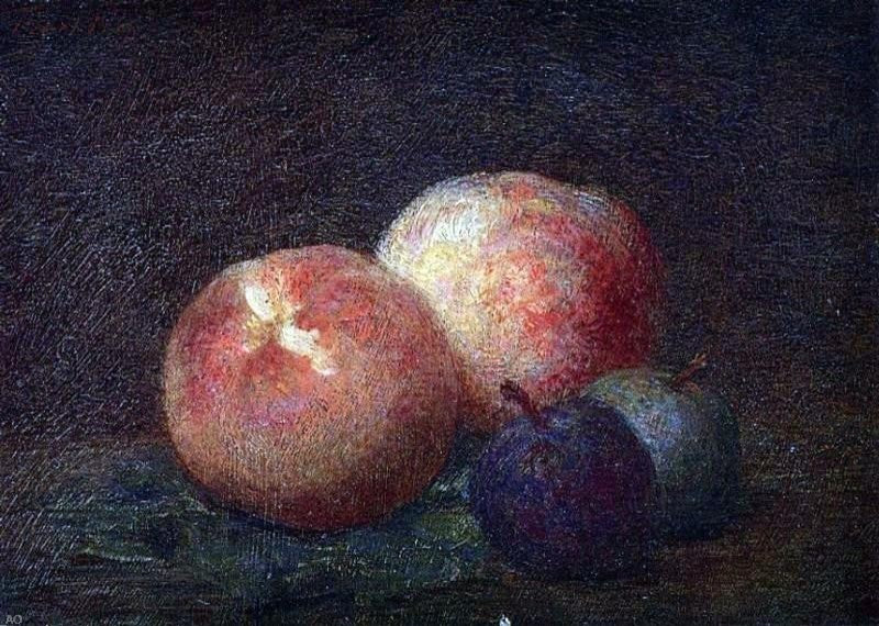 Henri Fantin-Latour Two Peaches and Two Plums, 18"x27" Wall Decal