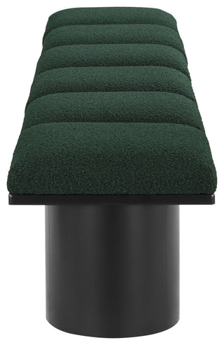 Pavilion Boucle Fabric Upholstered 6-Piece Modular Bench, Green, Black Finish
