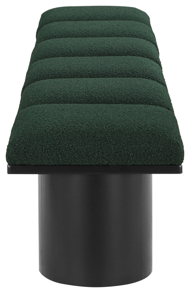 Pavilion Boucle Fabric Upholstered 6-Piece Modular Bench, Green, Black Finish