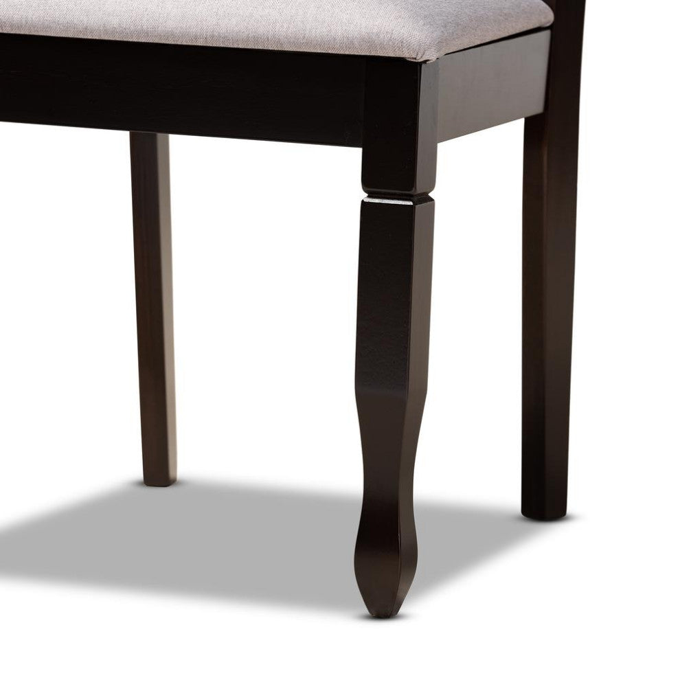 Grey Fabric Upholstered Espresso Brown Finished Wood 2-Piece Dining Chair Set