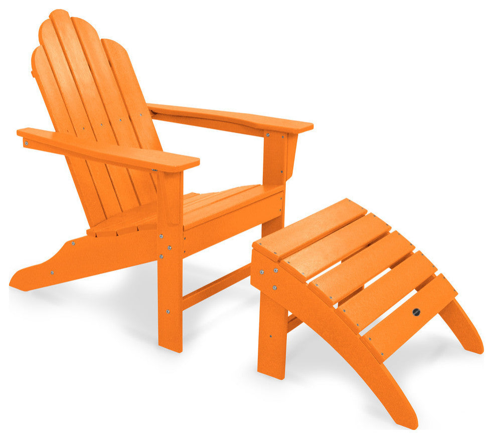 Polywood Long Island Adirondack 2-Piece Set, Tangerine