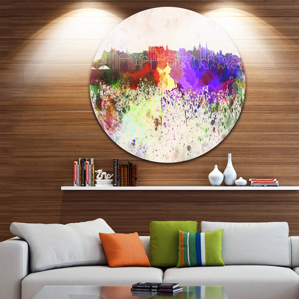 Edinburgh Skyline, Cityscape Disc Metal Artwork, 23"