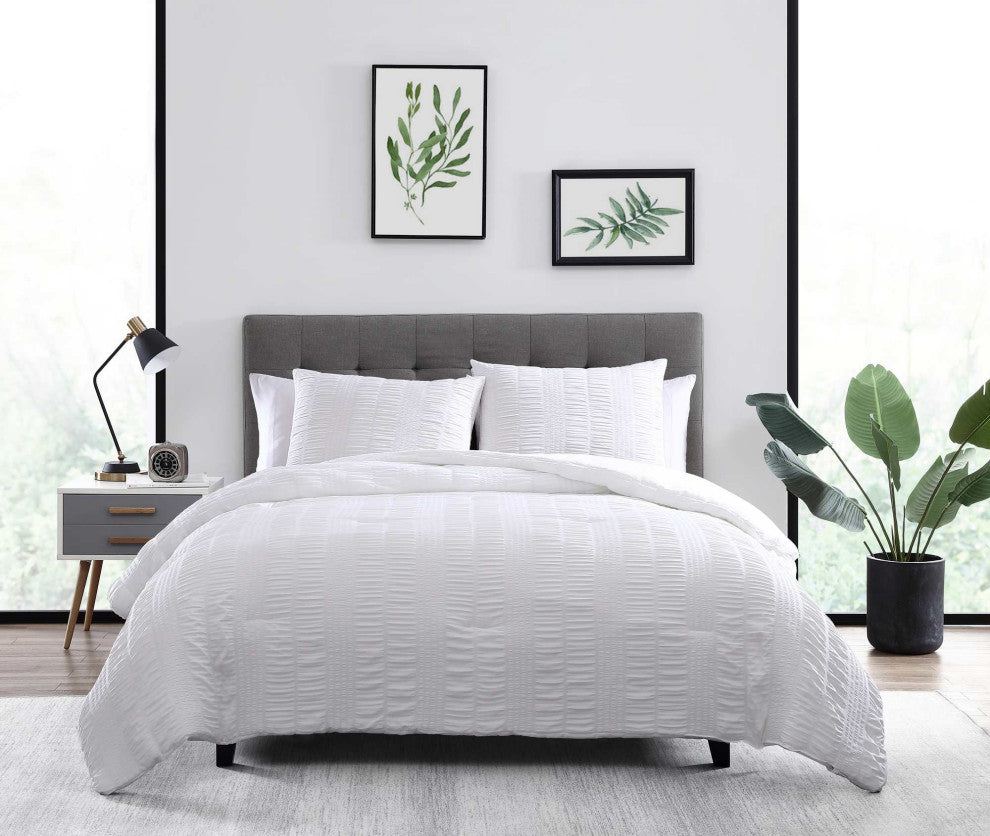 The Nesting Company Elm 3 Piece Comforter Set - King - White